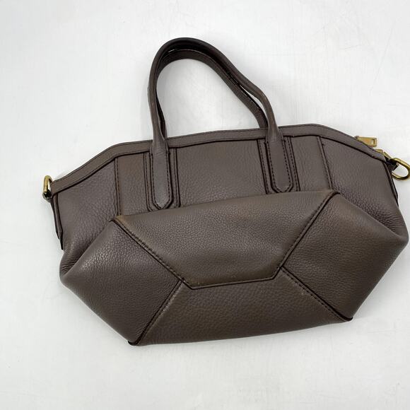 J. Crew Taupe Gray Leather Handbag - Picture 3 of 6